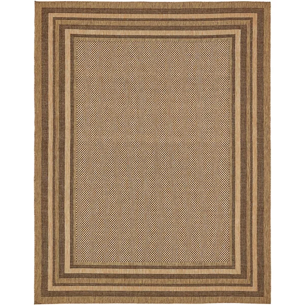 Unique Loom Multi Border Outdoor Area Rug - 9& x 12& Light Brown