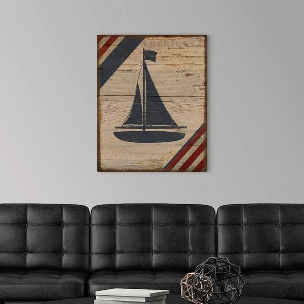 Nautical Americana Boat, Large Solid-Faced Canvas Wall Art Print, Great Big Canvas