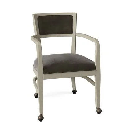 Naples Upholstered King Louis Back Arm Chair Fairfield Chair Body Fabric: 9953 Loden - Frame Color: Charcoal