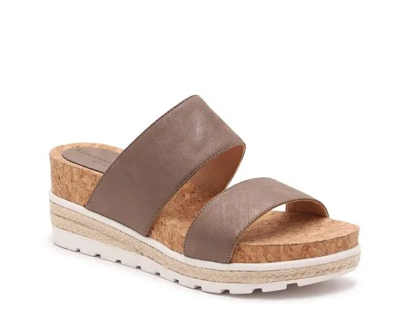 Adrienne Vittadini Cara Wedge Sandal - Women's, Bronze Metallic, Size 6, Sandals, Espadrille, Wedge