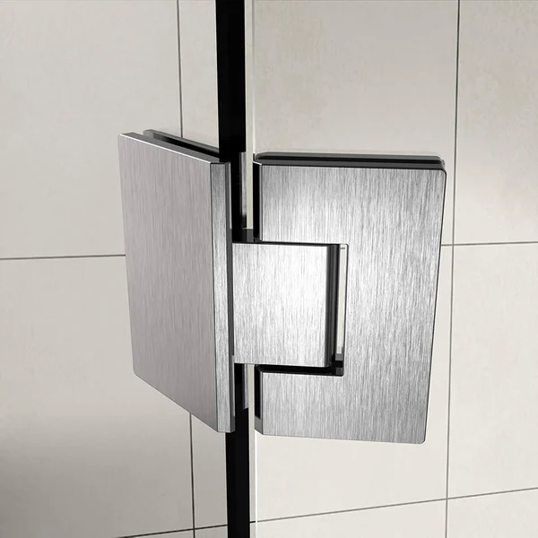 Aston Merrick 34 in. to 34.25 in. x 72 in. Frameless Hinged Neo-Angle Shower Enclosure in Stainless Steel