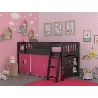 Slaymaker Twin 3 Drawer Solid Wood Low Loft Bed with Shelves by Harriet Bee Harriet Bee Bed Frame Color: Espresso, Accessory/Fab