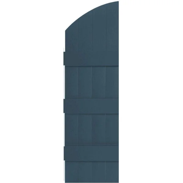 Lifetime Vinyl Custom Four Archtop Joined Board-n-Batten Shutters Ekena Millwork Size: 57x22 H x 14x22 W x 1x22 D, Color: Classi
