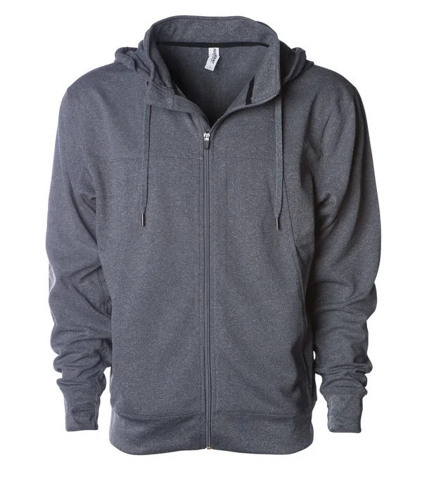 Independent Trading Co. EXP80PTZ Poly-Tech Full-Zip Hooded Sweatshirt - Gunmetal Heather - L