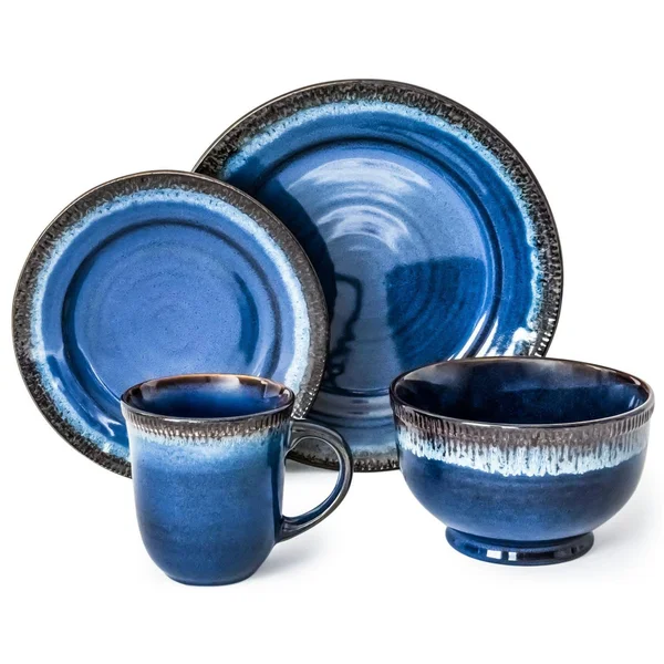 Better Homes & Gardens Painted Canyon 16 Piece Dinnerware Set - Blue