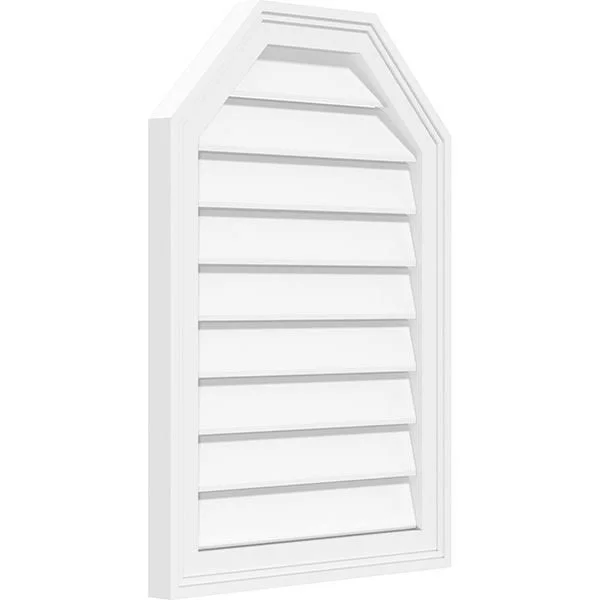 Ekena Millwork GVPOT38X2802SF 38x22W x 28x22H Octagonal Top Surface Mount PVC Gable Vent: Functional - w/ 2x22W x 1-1/2x22P Brick