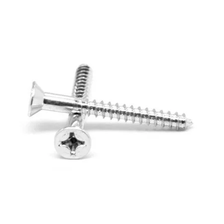 #9 x 2 1/4 inch Wood Screw Phillips Flat Head Low Carbon Steel Zinc Plated Pk 100