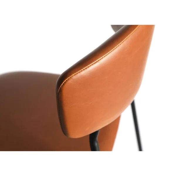 Lucy 42 in. Brown Open Back Metal Bar Stool with Faux Leather Seat-Set of 2
