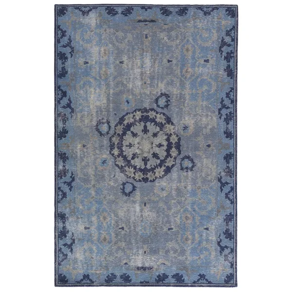 Juniper Home Hand-Knotted Oriental Blue Area Rug - 5& x 8& - Size 5& x 8&