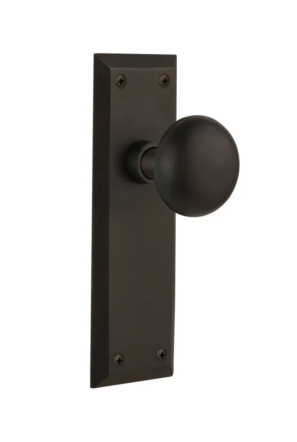 Nostalgic Warehouse 717366 New York Plate Privacy New York Door Knob - Oil-Rubbed Bronze
