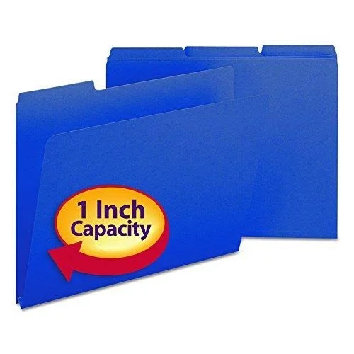 Smead Pressboard File Folder, 1/3-Cut Tab, 2.5cm Expansion, Letter size, Dark Blue, 25 per Box (21541)