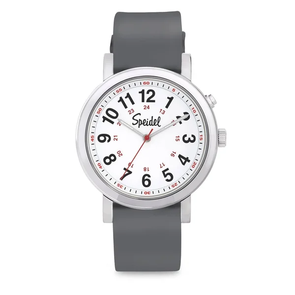 Speidel Scrub Glow Watch for Medical Professionals with Scrub Matching White Silicone Band, Easy to Read Light Up Dial, Second H