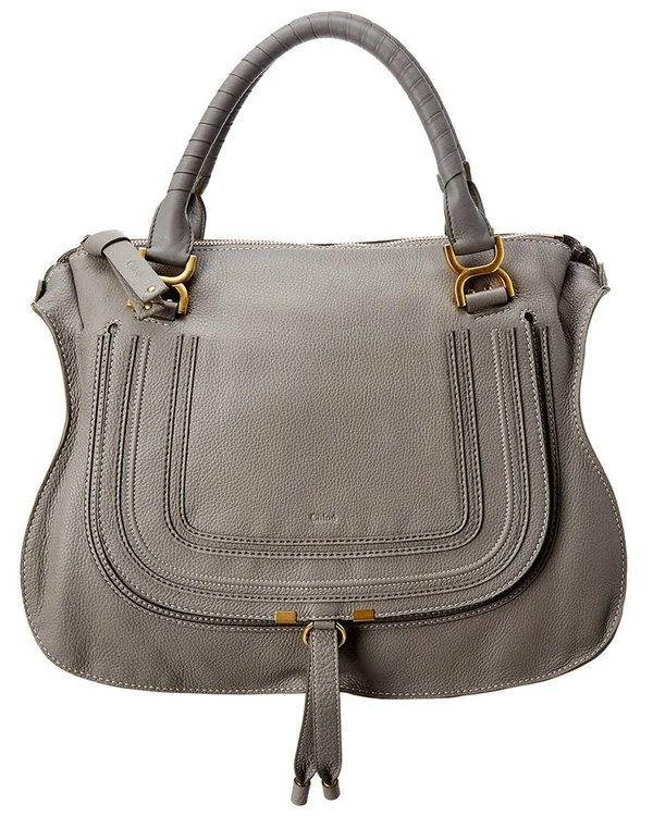 Chloé Large Marcie Leather Satchel - Grey
