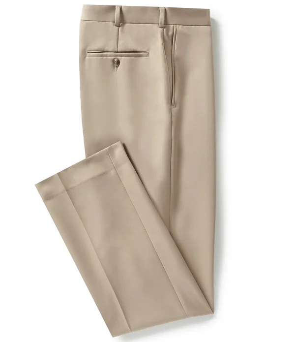Roundtree Yorke TravelSmart Non-Iron Flat-Front Ultimate Comfort Microfiber Dress Pants - Mens, 40 29, Light Khaki - Dillard&s Ex