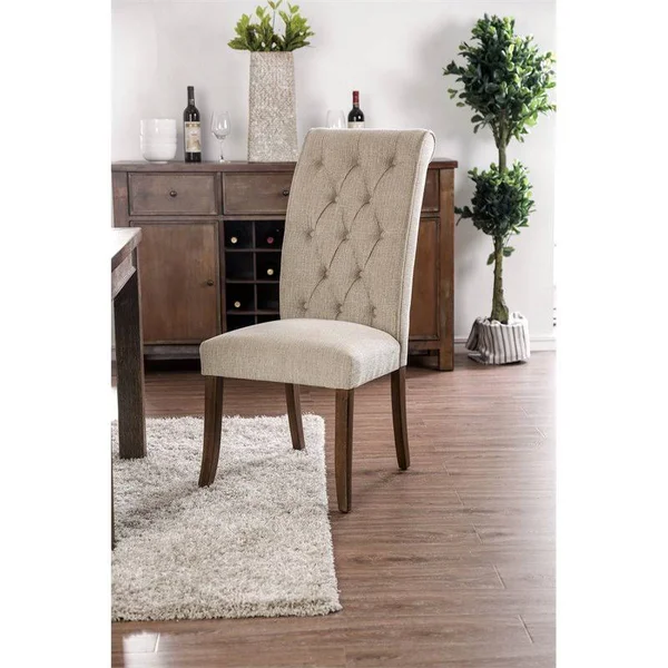 Furniture of America Landon Side Chair (Set of 2) in Antique Oak