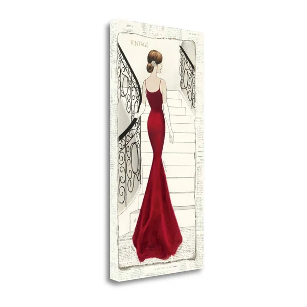Tangletown Fine Art La Belle Rouge by Emily Adams, Fine Art Giclee Print on Wrap Canvas, 17x34x22