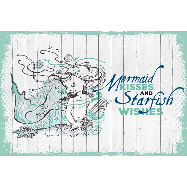Marmont Hill - Mermaid Kisses 2x22 Painting Print on Wrapped Canvas - 60x22 x 40x22