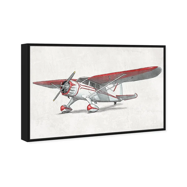 Oliver Gal 'Vintage Aviator II' transportation Wall Art Framed Canvas Print Airplanes - White - Red - 45 x 30 - Gold