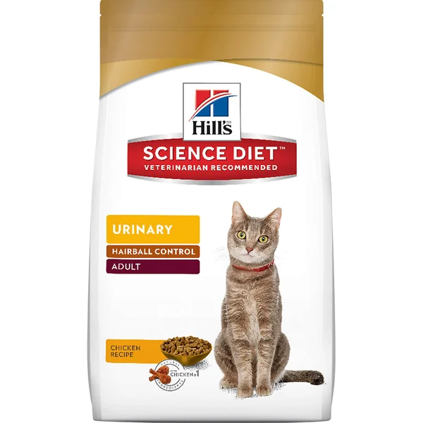 Hill's Science Diet Urinary Hairball Control Dry Cat Food, Chicken - 15.5 lb bag