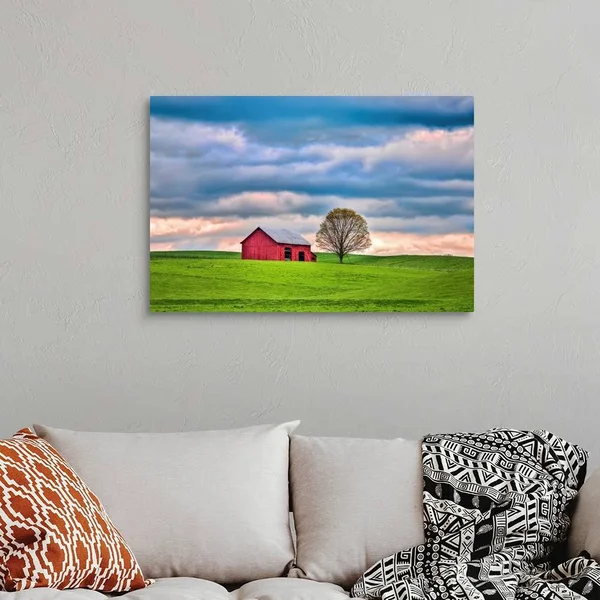 Red Barn - Canvas Wall Art, 36x24, Great Big Canvas