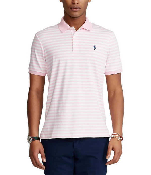 Polo Ralph Lauren Men's Classic Fit Soft Cotton Polo Shirt - Carmel Pink/White - L