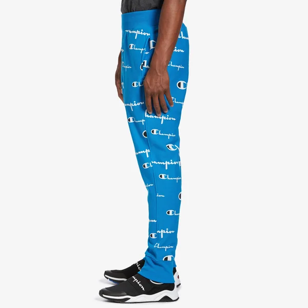 Champion Life Men's REVERSE Weave Joggers - All Over Logo Multi Scale Script Running Waves M