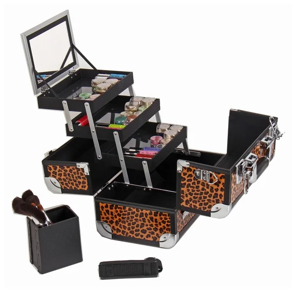 Shany Fantasy Collection Makeup Artists Cosmetics Train Case - Leopards Texture