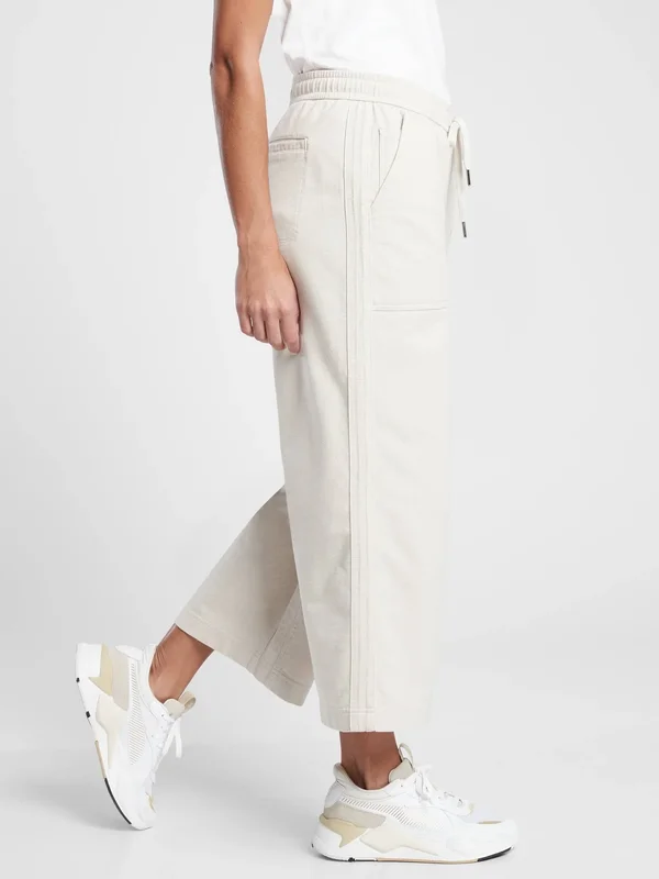 Athleta Women's Farallon Heathered Wide Leg Crop Oatmeal Heather Size 16