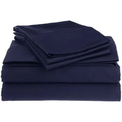 Darby Home Co Amherst Deep Pocket 1200 Thread Count 100% Egyptian-Quality Cotton Sheet Set Size: Full - Color: Navy Blue