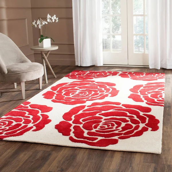 Safavieh Cambridge Ivory & Red 6& x 6& Square Rug