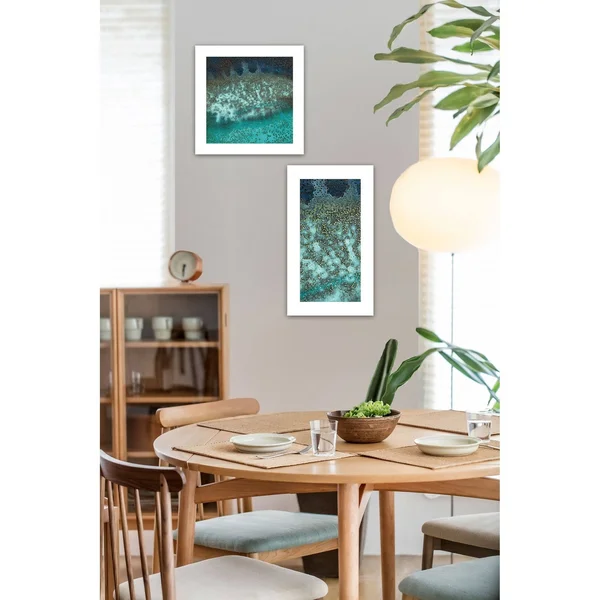 Abstract Waves Caribbean Oceans Bottom Rock 2-Piece Vignette by Jay Zinn - White Frame