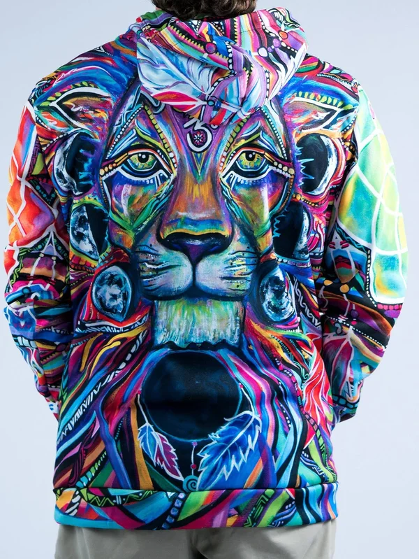 Lunar Lion Unisex Hoodie L, Red, Pullover Hoodie