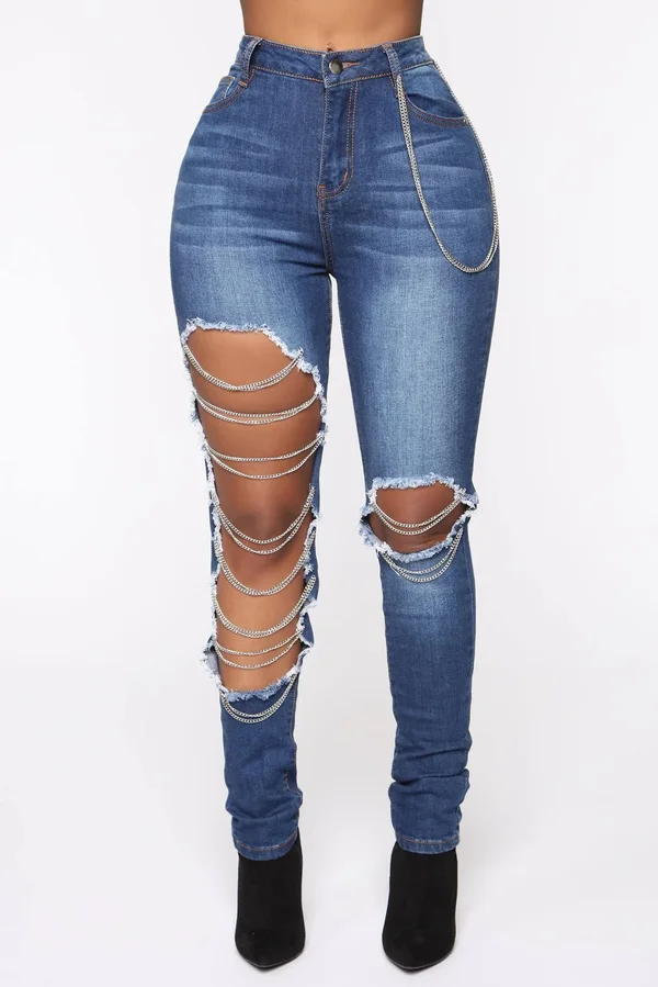 Womens Chain The Channel Skinny Jeans in Dark Wash Size 0 by Fashion Nova