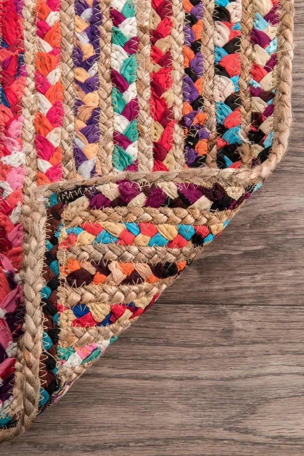 nuLOOM Mgnm05a Aleen Braided COTTON/ Jute 8& x 10& Multi Area Rug