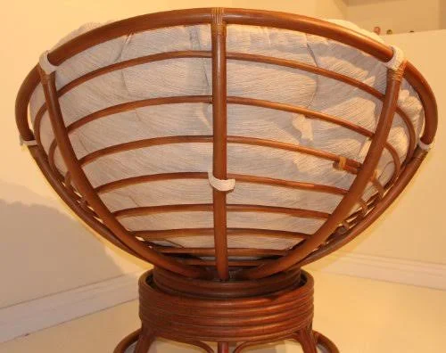 Rattan Wicker Swivel Rocking Round Papasan Chair with Cushion Colonial (Light Brown) - Size: 40\H x 46\W x 40\D, Other