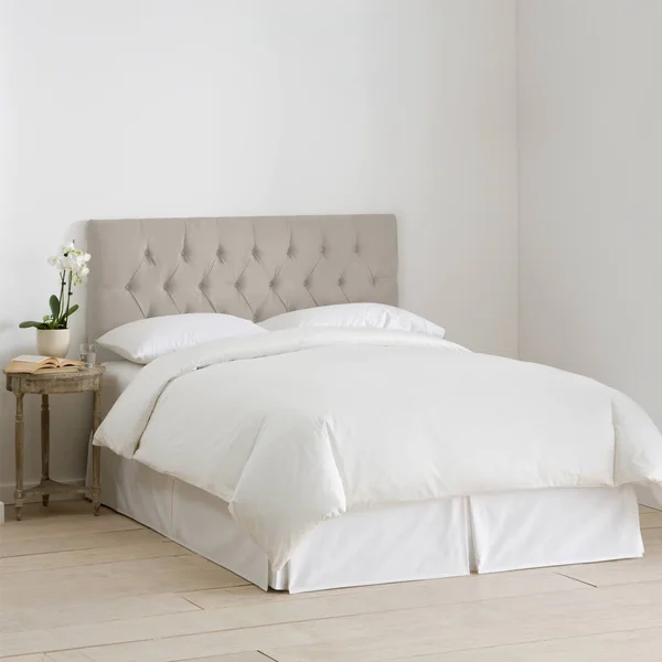 Skyline Upholstered Tufted Full Headboard in Light Gray