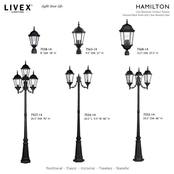 Livex Lighting Hamilton 4 Light Textured Black Outdoor Post Light - 7557-14