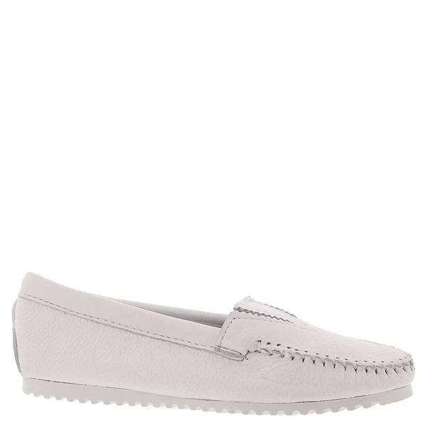 Women's Minnetonka Deerskin Gore Front Crepe Sole, Size: 10, White