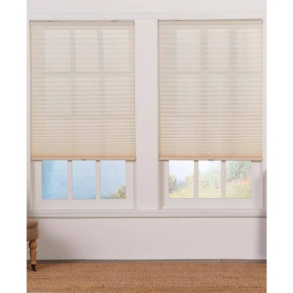 Perfect Lift Window Treatment Cut-to-Width Ecru Cordless Light Filtering Pleated Shade - 60 in. W x 72 in. L, White