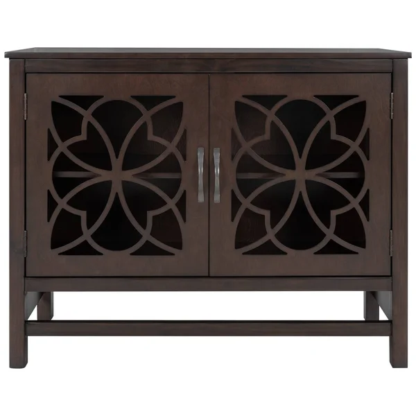 Wood Accent Buffet Sideboard Storage Cabinet with Doors & Shelf, Brown - Navy Blue