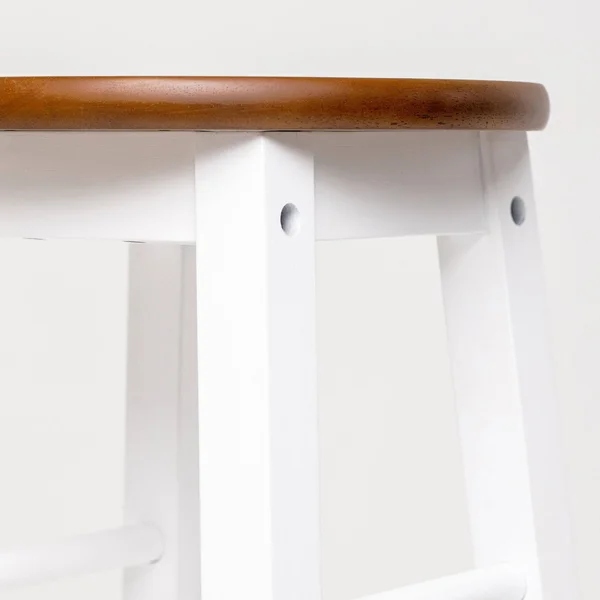 Mavka 24x22 Counter Stool with Round Acacia Seat - Blue Legs
