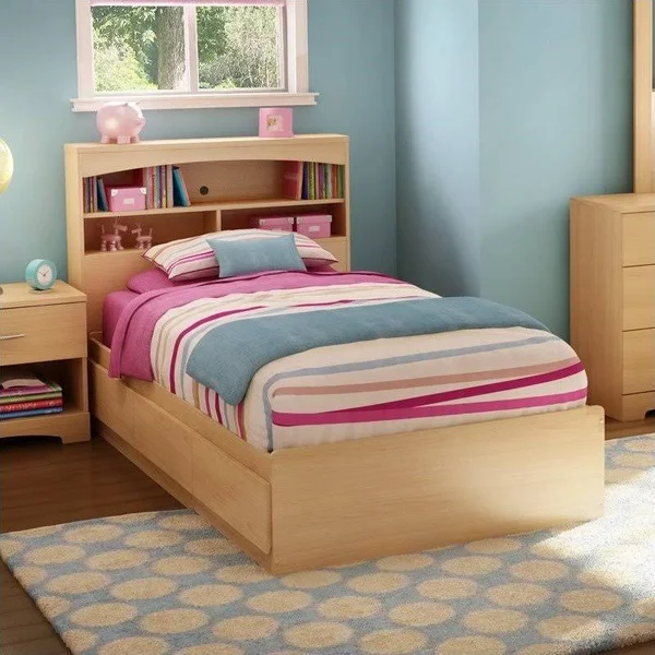 Libra Mate&s Bed with 3 Drawers South Shore - Twin, Natural Maple