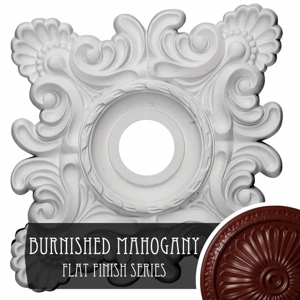 18x22W x 18x22H x 3 1/4x22ID x 1 1/2x22P Crawley Ceiling Medallion (Fits Canopies Up to 6 3/4x22), Hand-Painted Brushed Mahogany