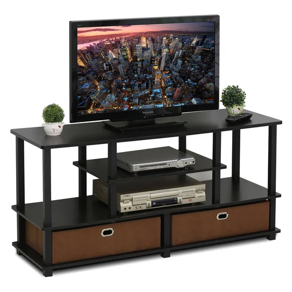 Furinno JAYA Large TV Stand for up to 50x22 TV with Storage Bin