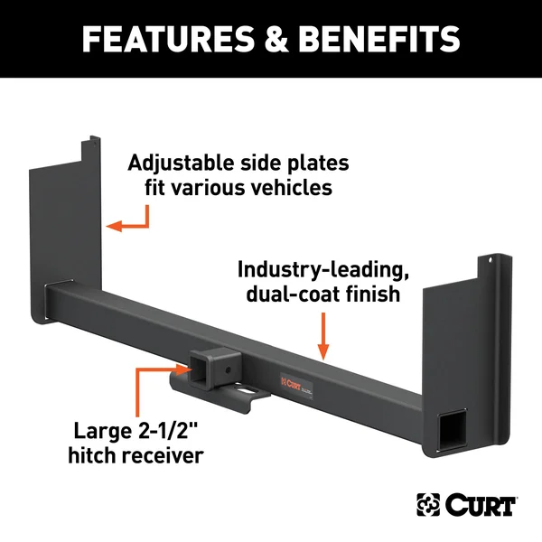 Curt 15926 Universal Weld-On Trailer Hitch - 2-1/2x22 Receiver (Up to 62x22 Frames, 18x22 Drop)