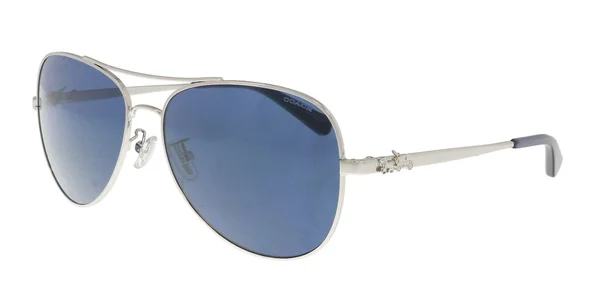 Coach Women's Polarized HC7074-90018J-59 Aviator Sunglasses, Silver/Purple