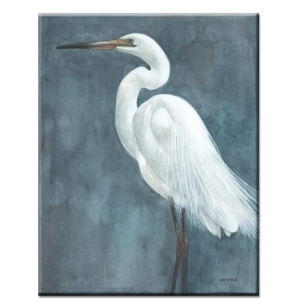 Snowy Egret Grey/ White Bird Gallery Wrapped Canvas Art by Norman Wyatt Home - 20 x 30