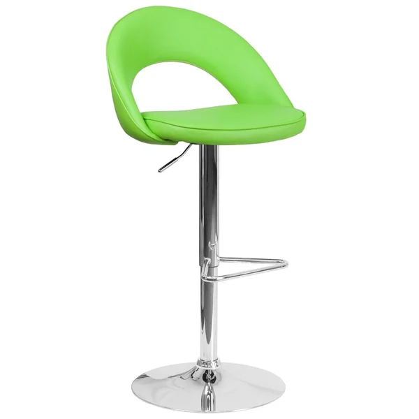 Flash Furniture Contemporary Purple Vinyl Rounded Back Adjustable Height Barstool with Chrome Base