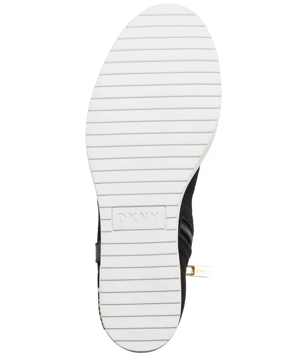 Dkny Cali Logo Wedge Sneaker Booties, Womens, 5.5M, Black/Gold