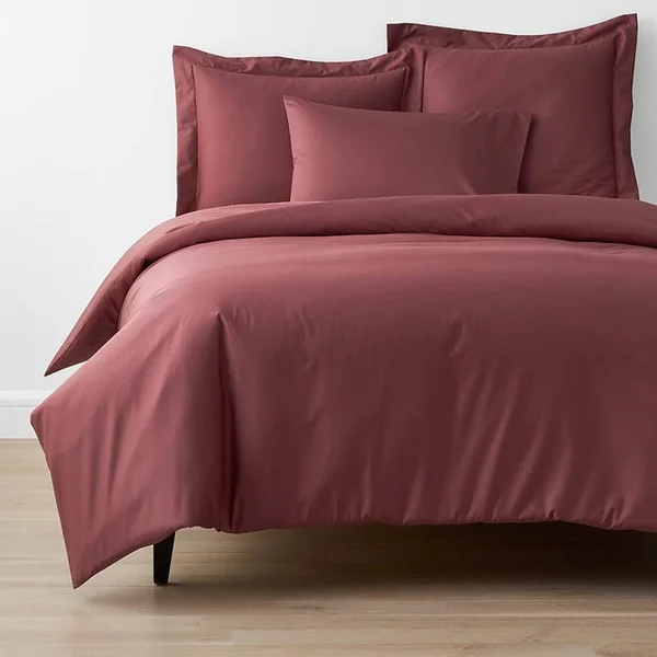 Company Cotton Wrinkle-Free Sateen Duvet Cover - Pink - Size Full, The Company Store